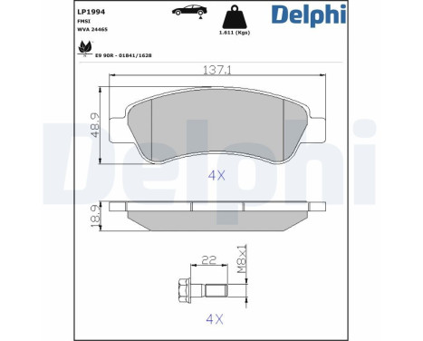 Brake Pad Set, disc brake LP1994 Delphi