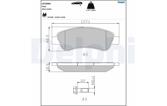 Brake Pad Set, disc brake LP1994 Delphi, Image 5