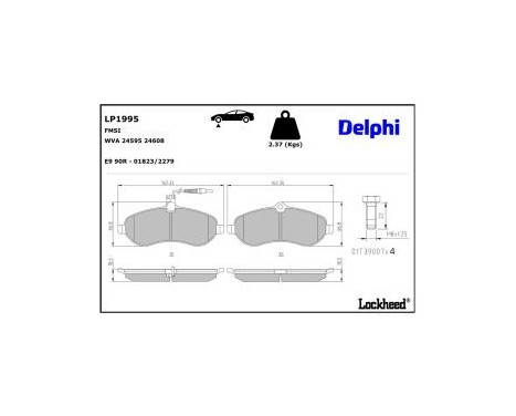 Brake Pad Set, disc brake LP1995 Delphi, Image 3