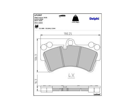 Brake Pad Set, disc brake LP1997 Delphi, Image 3