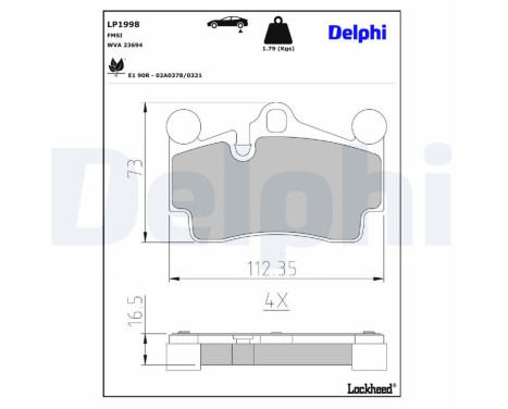 Brake Pad Set, disc brake LP1998 Delphi