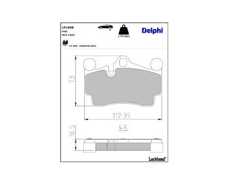 Brake Pad Set, disc brake LP1998 Delphi, Image 3