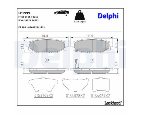 Brake Pad Set, disc brake LP1999 Delphi