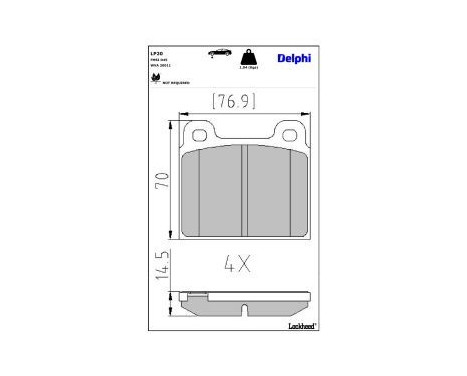 Brake pad set, disc brake LP20 Delphi