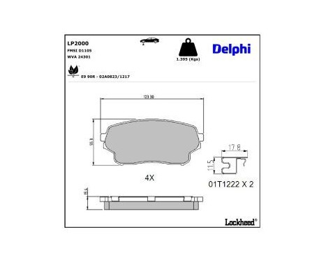 Brake Pad Set, disc brake LP2000 Delphi