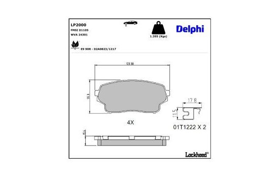 Brake Pad Set, disc brake LP2000 Delphi