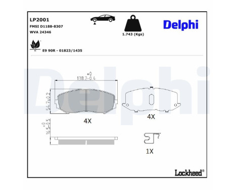Brake Pad Set, disc brake LP2001 Delphi