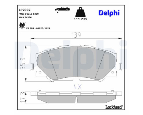 Brake Pad Set, disc brake LP2002 Delphi