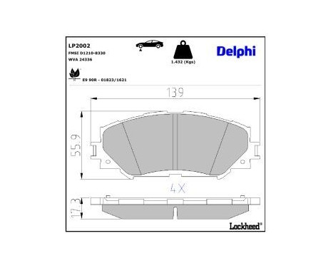Brake Pad Set, disc brake LP2002 Delphi, Image 3