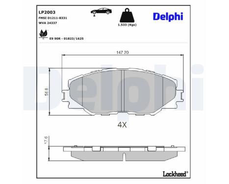 Brake Pad Set, disc brake LP2003 Delphi, Image 3
