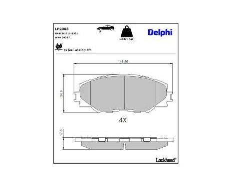 Brake Pad Set, disc brake LP2003 Delphi, Image 3