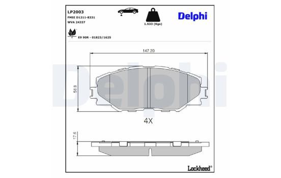 Brake Pad Set, disc brake LP2003 Delphi, Image 3