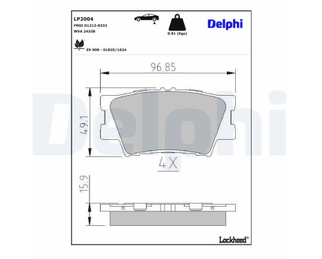 Brake Pad Set, disc brake LP2004 Delphi, Image 3