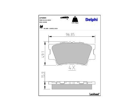 Brake Pad Set, disc brake LP2004 Delphi, Image 3