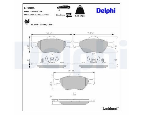 Brake Pad Set, disc brake LP2005 Delphi