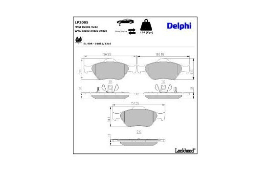 Brake Pad Set, disc brake LP2005 Delphi, Image 4