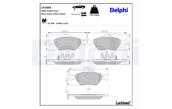 Brake Pad Set, disc brake LP2005 Delphi, Image 4
