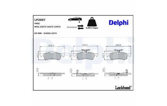 Brake Pad Set, disc brake LP2007 Delphi, Image 3