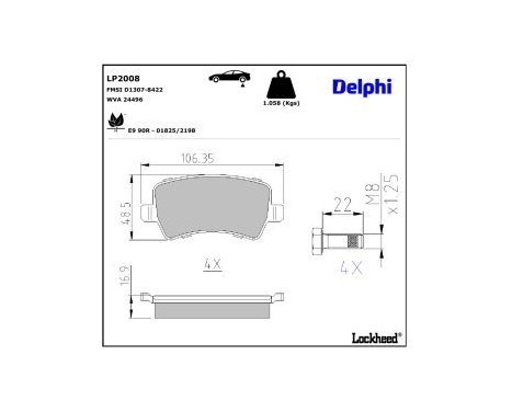 Brake Pad Set, disc brake LP2008 Delphi, Image 4