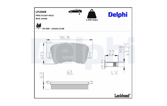 Brake Pad Set, disc brake LP2008 Delphi, Image 4
