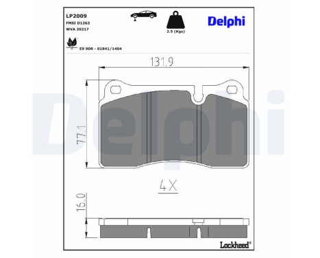 Brake Pad Set, disc brake LP2009 Delphi