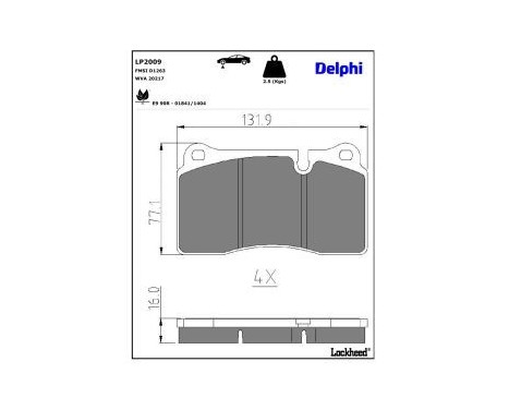 Brake Pad Set, disc brake LP2009 Delphi, Image 3