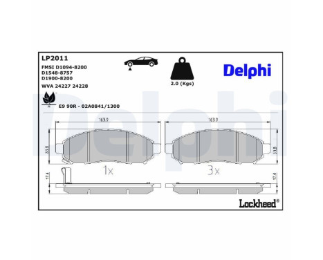 Brake Pad Set, disc brake LP2011 Delphi