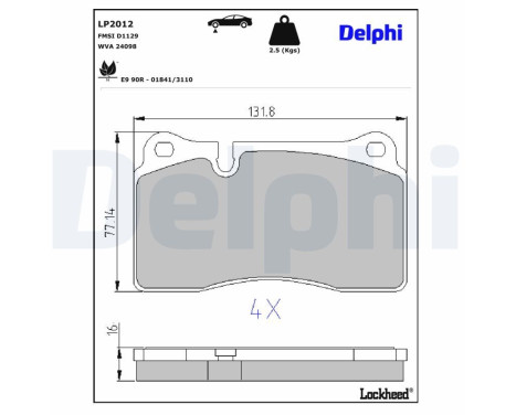 Brake Pad Set, disc brake LP2012 Delphi