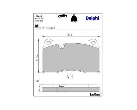 Brake Pad Set, disc brake LP2012 Delphi, Image 3