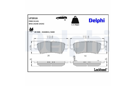 Brake Pad Set, disc brake LP2016 Delphi