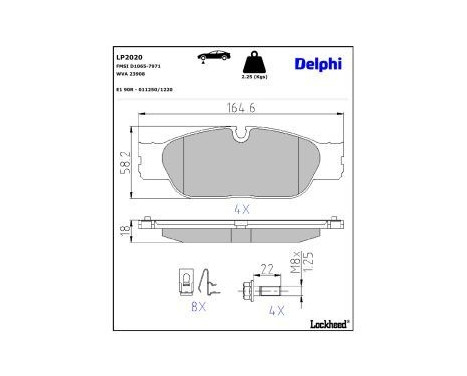 Brake Pad Set, disc brake LP2020 Delphi