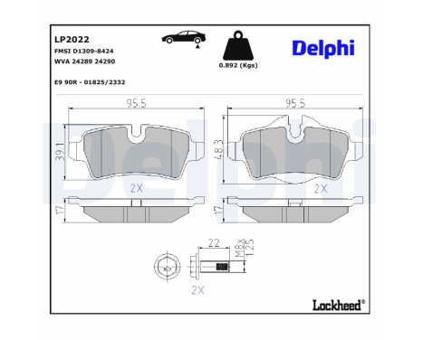Brake Pad Set, disc brake LP2022 Delphi