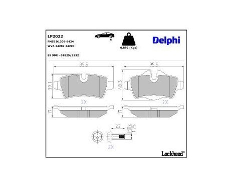 Brake Pad Set, disc brake LP2022 Delphi, Image 3