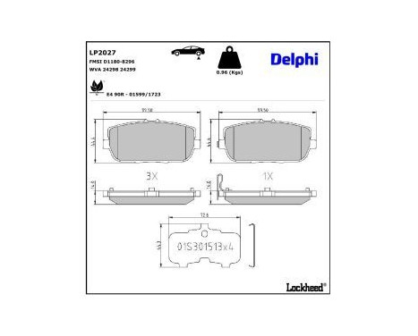 Brake Pad Set, disc brake LP2027 Delphi