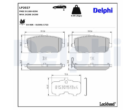 Brake Pad Set, disc brake LP2027 Delphi, Image 3