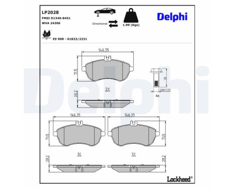 Brake Pad Set, disc brake LP2028 Delphi, Image 3