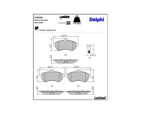 Brake Pad Set, disc brake LP2028 Delphi, Image 3