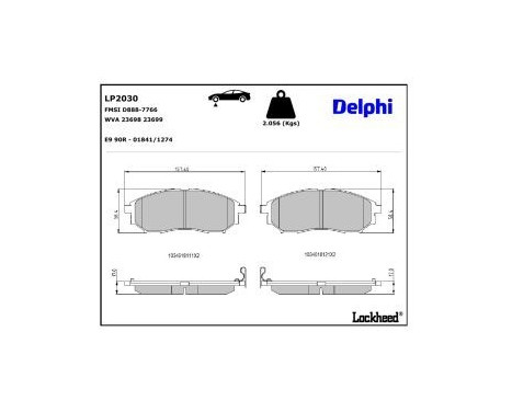 Brake Pad Set, disc brake LP2030 Delphi, Image 3