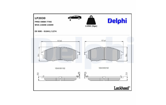Brake Pad Set, disc brake LP2030 Delphi, Image 3