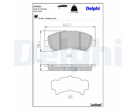 Brake Pad Set, disc brake LP2031 Delphi