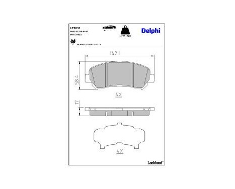 Brake Pad Set, disc brake LP2031 Delphi, Image 4