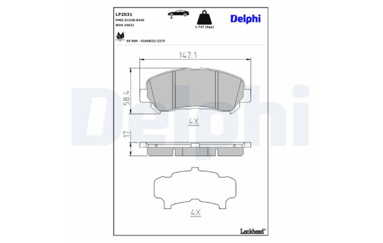 Brake Pad Set, disc brake LP2031 Delphi, Image 4