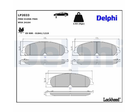 Brake Pad Set, disc brake LP2033 Delphi, Image 3