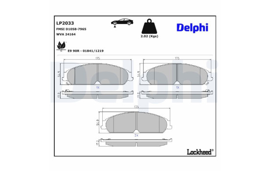 Brake Pad Set, disc brake LP2033 Delphi, Image 3