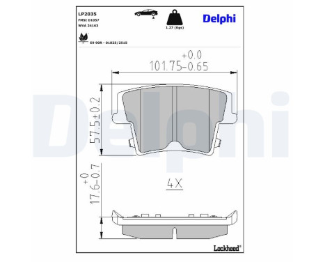 Brake Pad Set, disc brake LP2035 Delphi