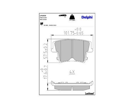 Brake Pad Set, disc brake LP2035 Delphi