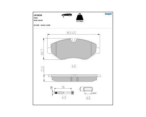 Brake Pad Set, disc brake LP2039 Delphi, Image 5