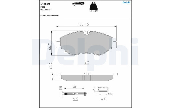 Brake Pad Set, disc brake LP2039 Delphi, Image 5