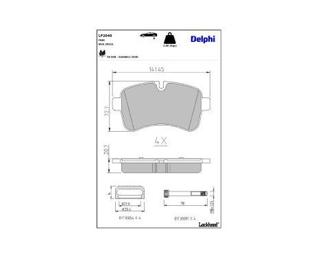 Brake Pad Set, disc brake LP2040 Delphi, Image 3