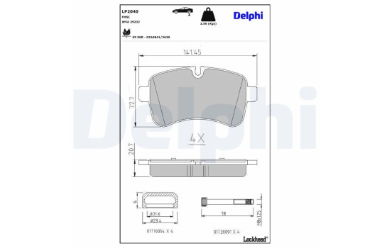 Brake Pad Set, disc brake LP2040 Delphi, Image 3